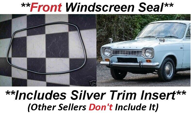 FRONT WINDSCREEN RUBBER SCREEN SEAL (Ford Escort Mk1) (Silver Trim Included)